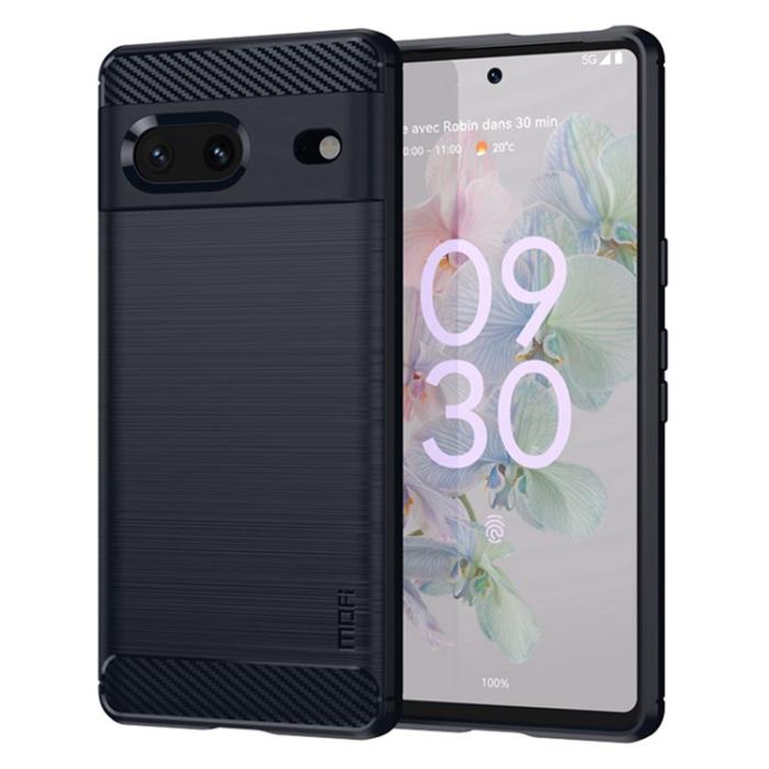 Mofi - Mofi Google Pixel 6a Skal Carbon Fiber Brushed - Blå