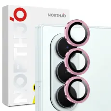 NORTHJO - NORTHJO Kameralinsskydd H&auml;rdat glas F&ouml;r Galaxy Z Fold 8 Metal Ring - Rosa