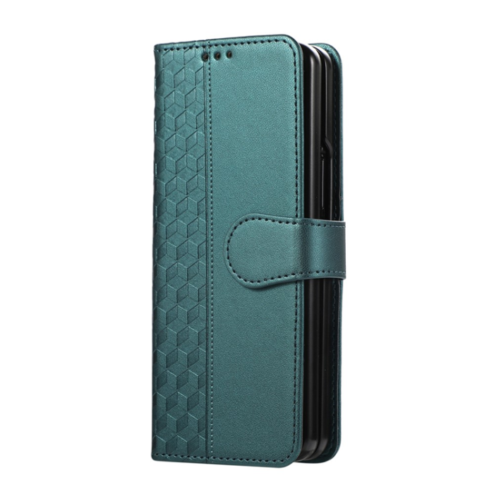 A-One Brand - Galaxy Z Fold7 Plånboksfodral 3D Rhombus Grid Imprinted - Grön