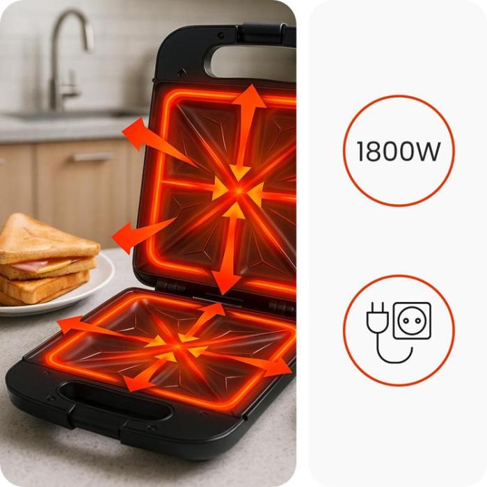 Huslog - Huslog 4-Skivors Smörgåsjärn 1800W HUS1028