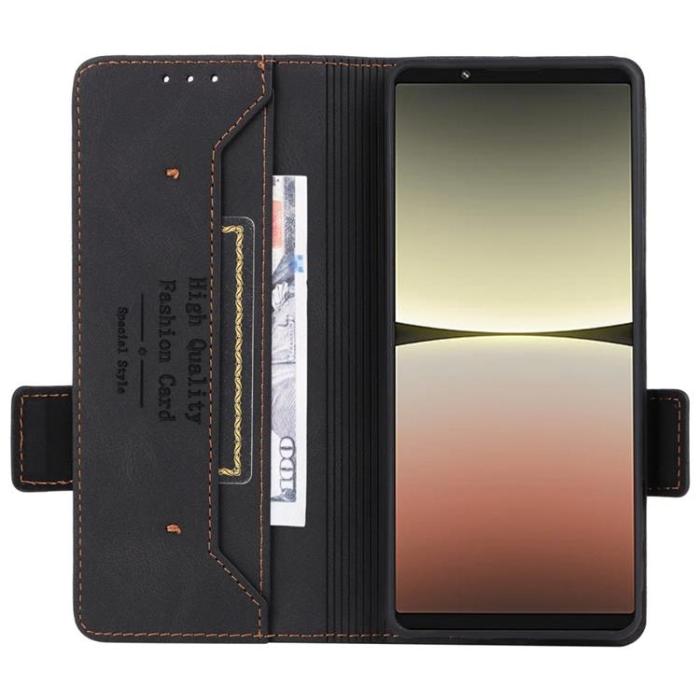 A-One Brand - Sony Xperia 5 IV Plånboksfodral Decor Magnetic Clasp - Svart