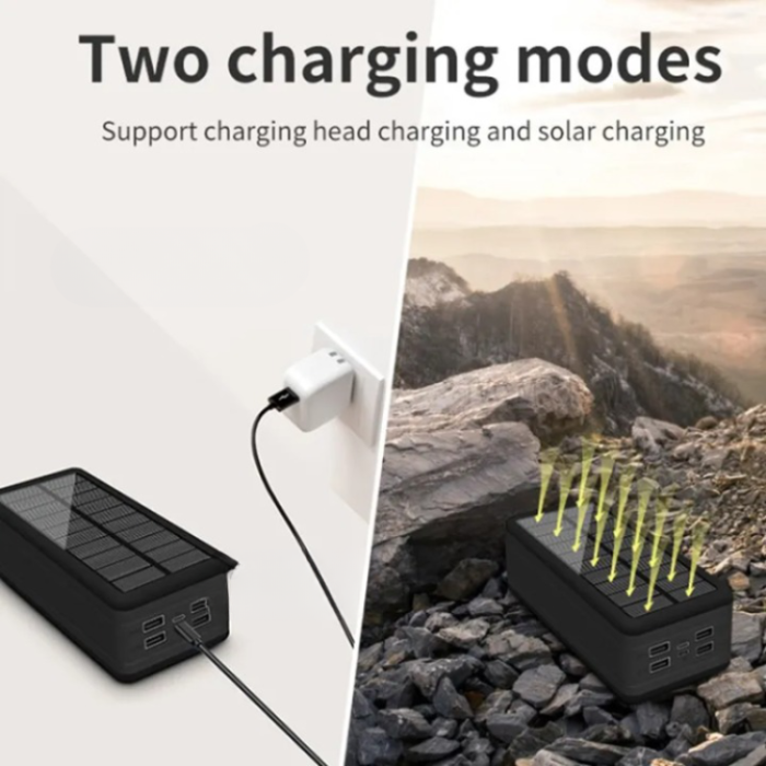 A-One Brand - Solar Powerbank 50000mAH med Camping Light - Svart