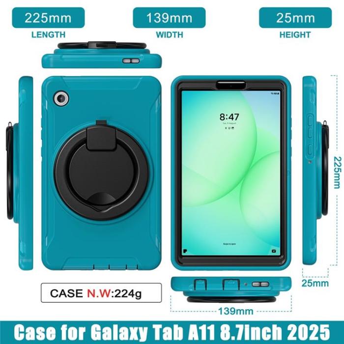 A-One Brand - Galaxy Tab A11 Skal Rotary Kickstand Handle - Blå