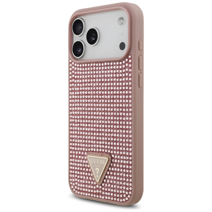 Guess - Guess iPhone 17 Pro Max Mobilskal Rhinestone Triangle Logo - Rosa
