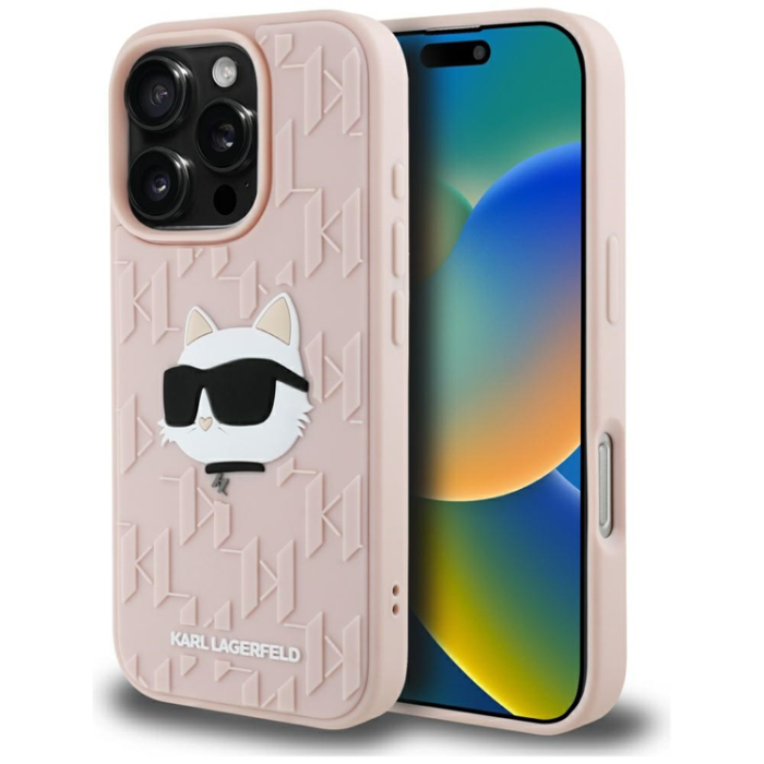 KARL LAGERFELD - Karl Lagerfeld iPhone 16 Pro Mobilskal Rubber Monogram - Rosa