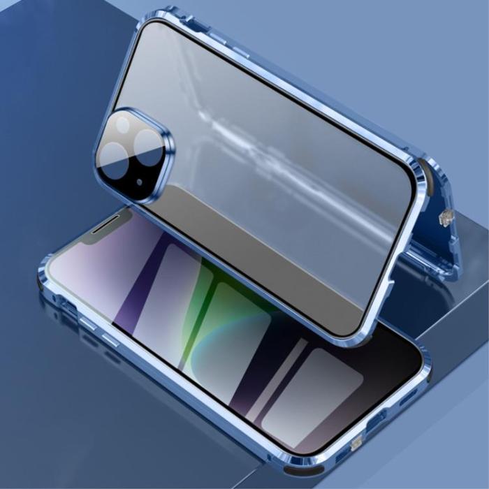 A-One Brand - iPhone 14 Skal Anti-Spy Metall Magnetic - Blå
