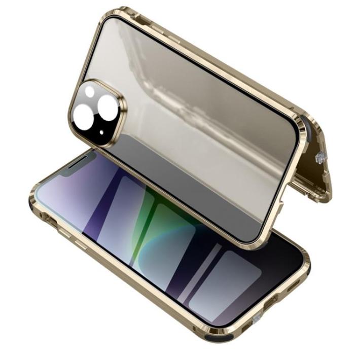 A-One Brand - iPhone 14 Skal Anti-Spy Metall Magnetic - Guld