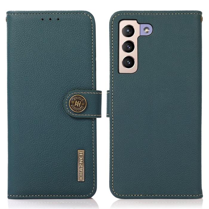 KHAZNEH - KHAZNEH Galaxy S23 Plus Plånboksfodral Äkta Läder RFID - Grön