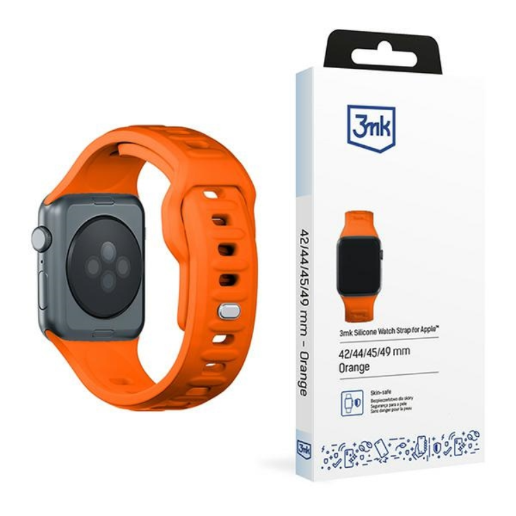 3mk Apple Watch (42/44/45/49mm) Armband Silikon - Orange | 5123 | AlltMobil