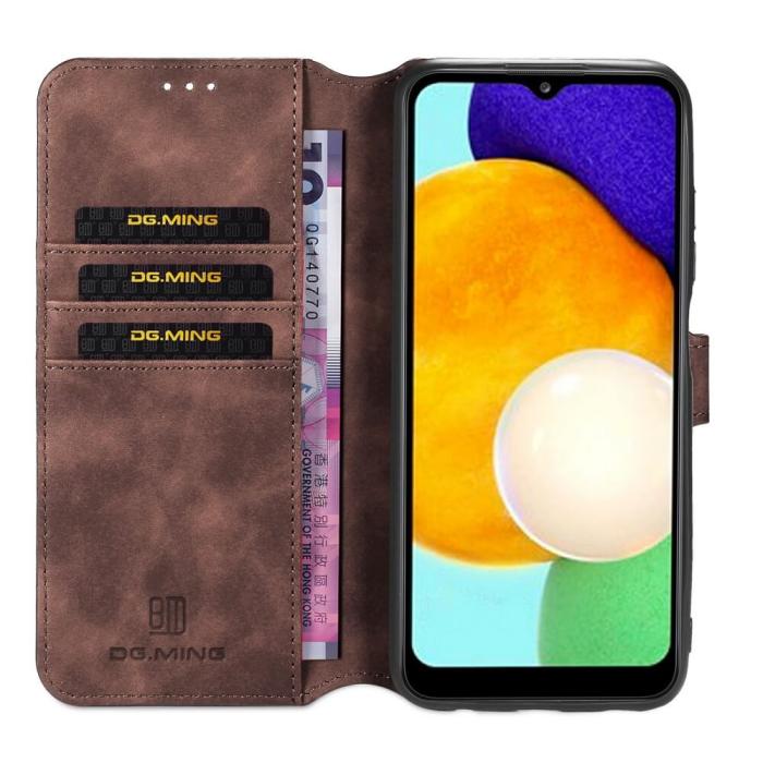 DG.MING - Dgming Retro Plånboksfodral till Samsung Galaxy A03s - Coffee