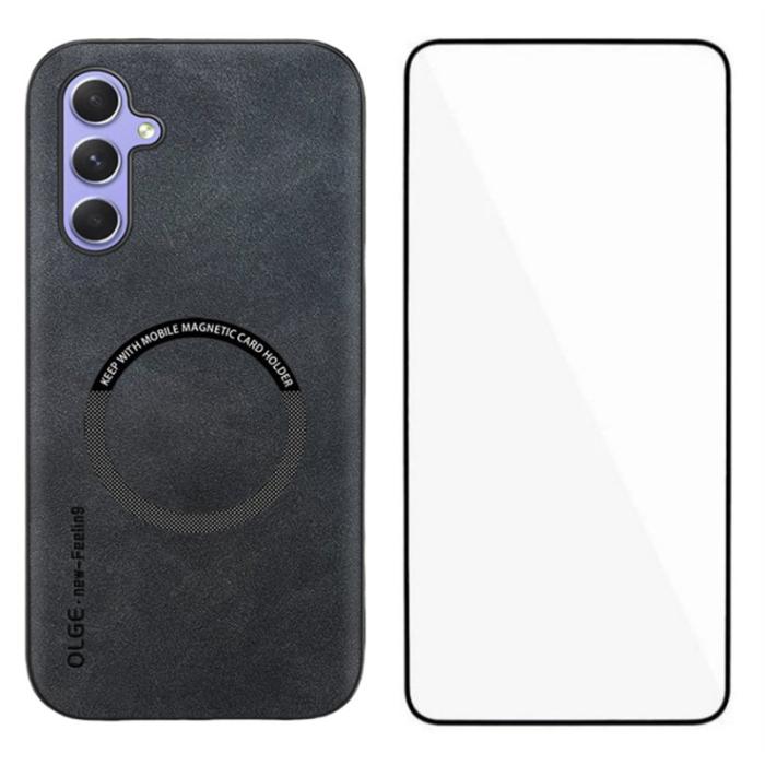 WANLONFENG - WANLONFENG Samsung Galaxy A55 5G Skal PU Läder YBP Serie - Svart