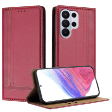 A-One Brand - Galaxy S26 Ultra Plånboksfodral L-Shaped Grid Pattern - Röd