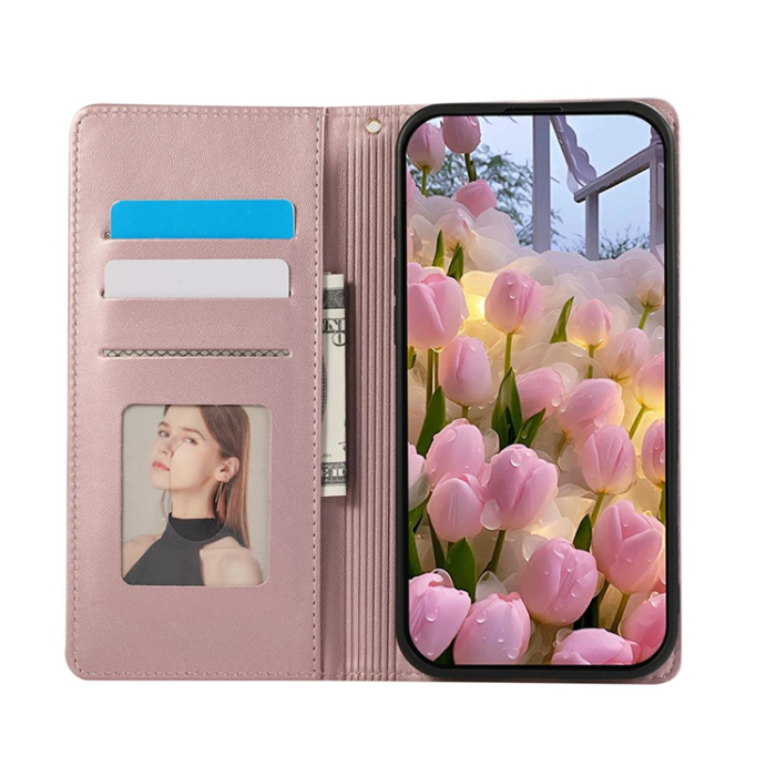A-One Brand - iPhone 17 Air Plånboksfodral RFID Rhombus Läder - Roséguld