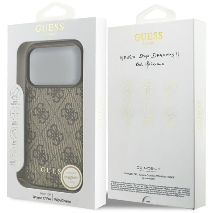 Guess - Guess iPhone 17 Pro Mobilskal MagSafe 4G Charms Collection - Brun