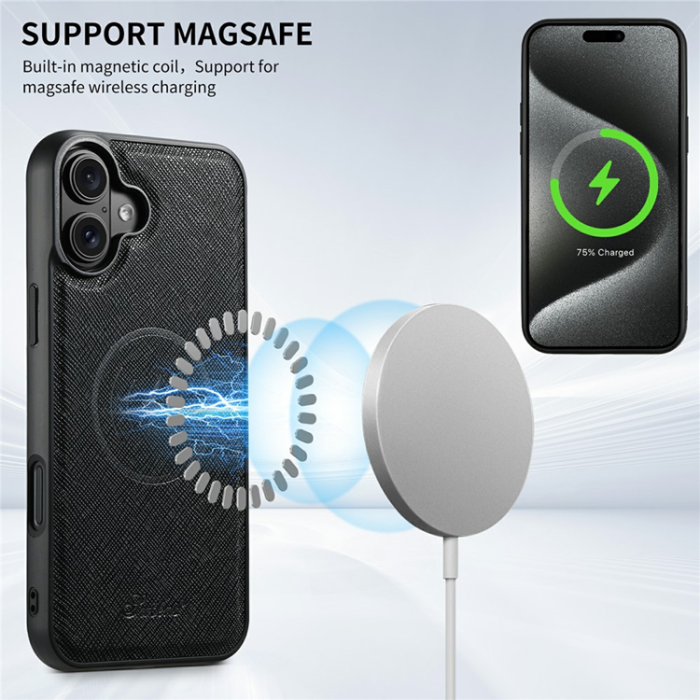 SUTENI - SUTENI iPhone 17 Mobilskal MagSafe Cross Texture H18 - Svart