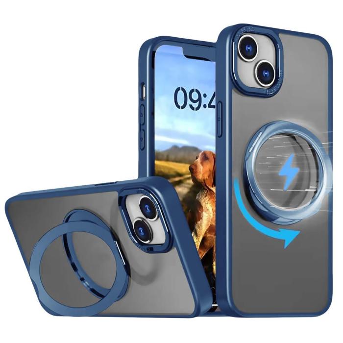 OEM - Mag Ring Roterande Skal iPhone 13 Pro Marint Blått