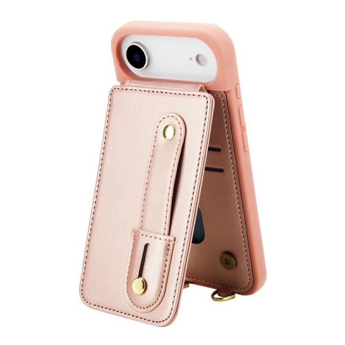 A-One Brand - iPhone 17 Air Mobilskal korthållare Med Axelrem - Roséguld