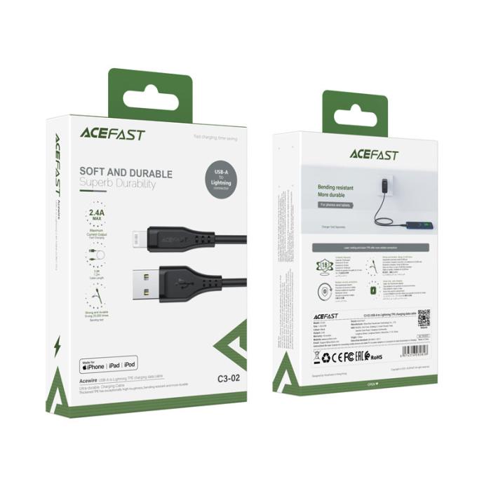 Acefast - Acefast USB-A till Lightning kabel 1.2m - Svart