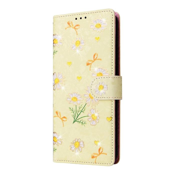 OEM - Mobilskal till Samsung Galaxy S26 Plus RFID-Skydd Blomma KonstLäder - Gul Daisy