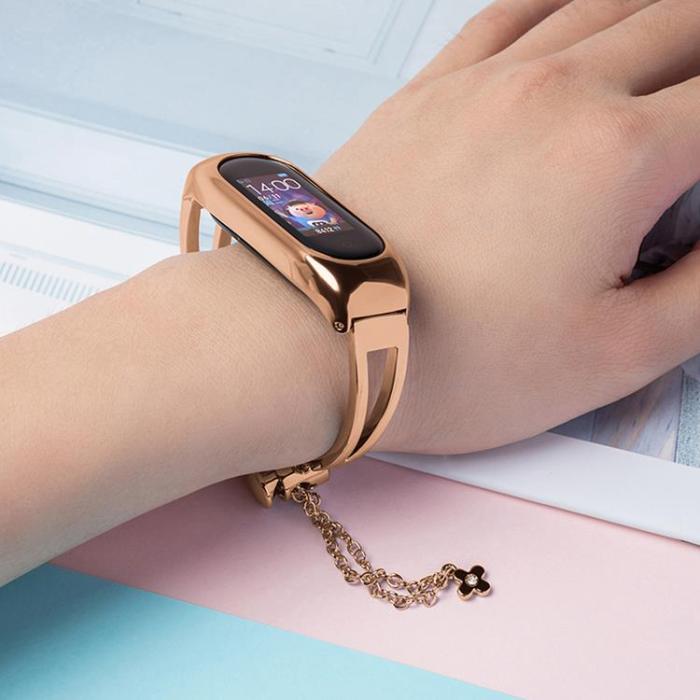 OEM - Metall Ersättningsarmband till Xiaomi Mi Band 6/5/4/3 - Rose Guld