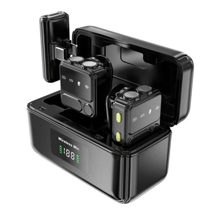 WIWU - WIWU Lavaliermikrofon med iP + Typ C 2-i-1-Mottagare Wi-WM005 - Svart