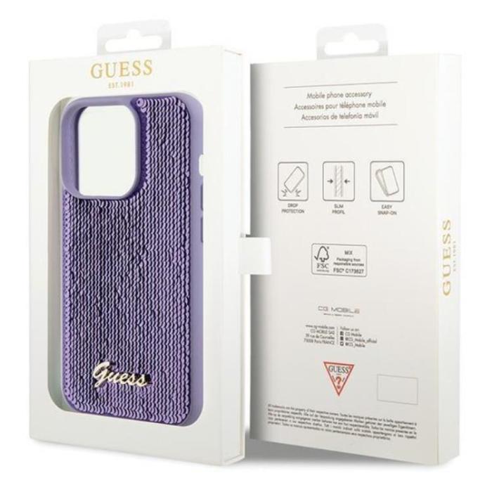 Guess - Guess iPhone 15 Pro Max Mobilskal Sequin Script Metal - Lila