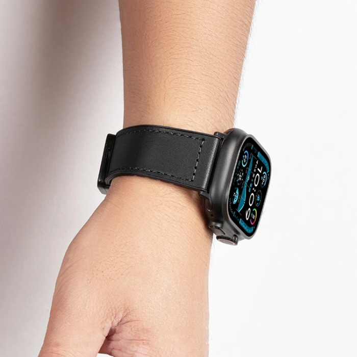Forcell - Forcell Apple Watch (38/40/41) Armband Läder - Svart