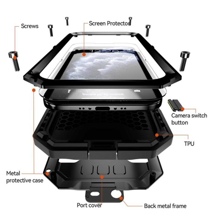 R-JUST - R-JUST iPhone Air Mobilskal Med Härdad Glas - Svart