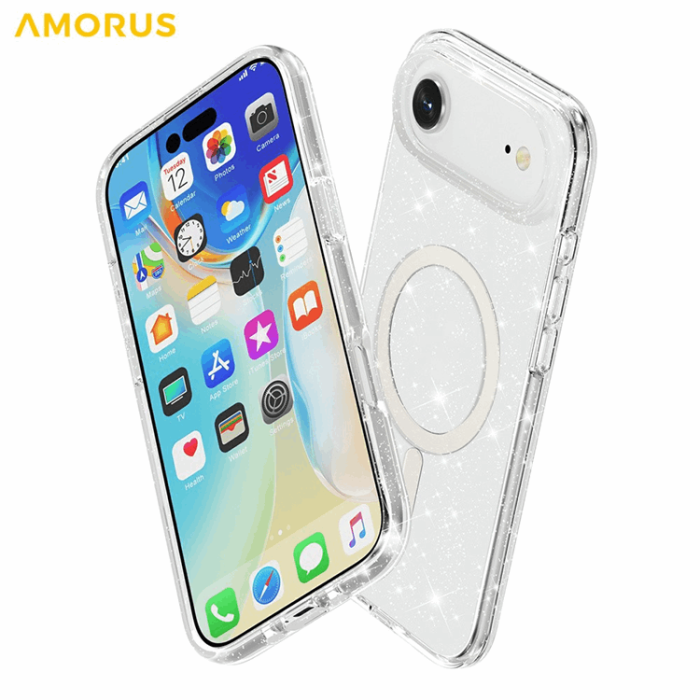 AMORUS - AMORUS Mobilskal till iPhone Air Magsafe Glitter Powder PC + TPU - Vit