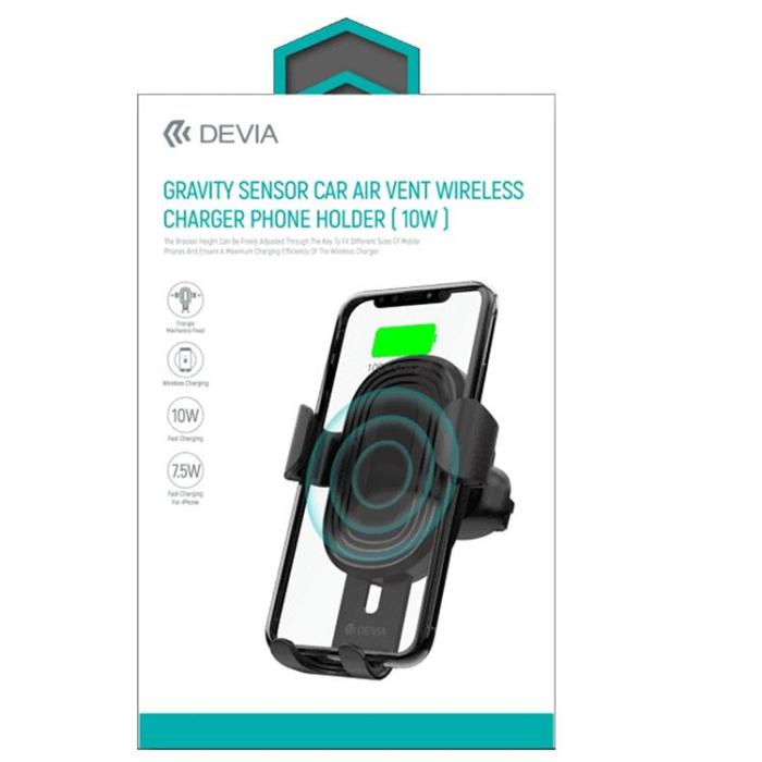 Devia - Devia Bilhållare Gravity med Trådlös Laddare 10W Luftventil