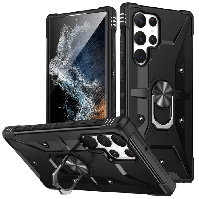 OEM - Galaxy S23 Ultra Mobilskal Ringhållare Military - Svart
