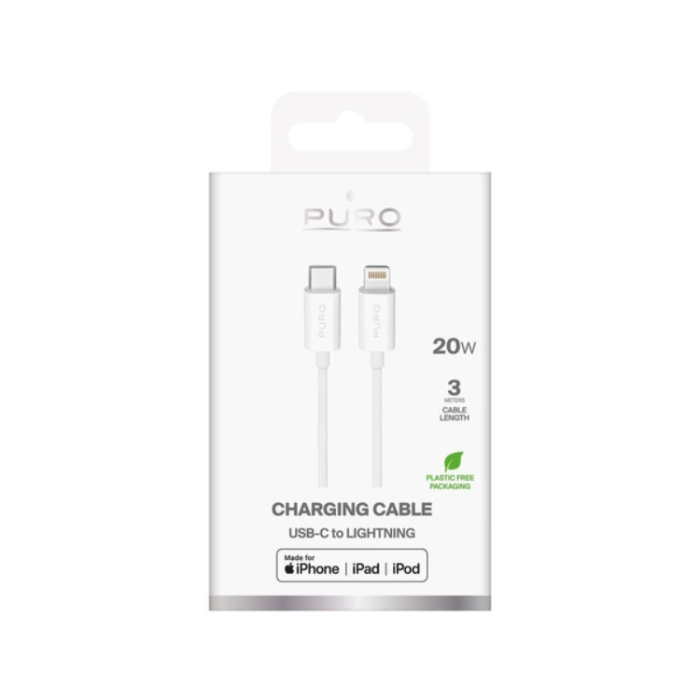 Puro - Puro USB-C - Lightning 20W Kabel 3m TPE - Vit