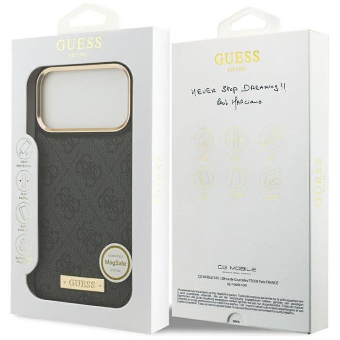 Guess - Guess iPhone 17 Pro Max Mobilskal MagSafe 4G Logo Plate - Svart