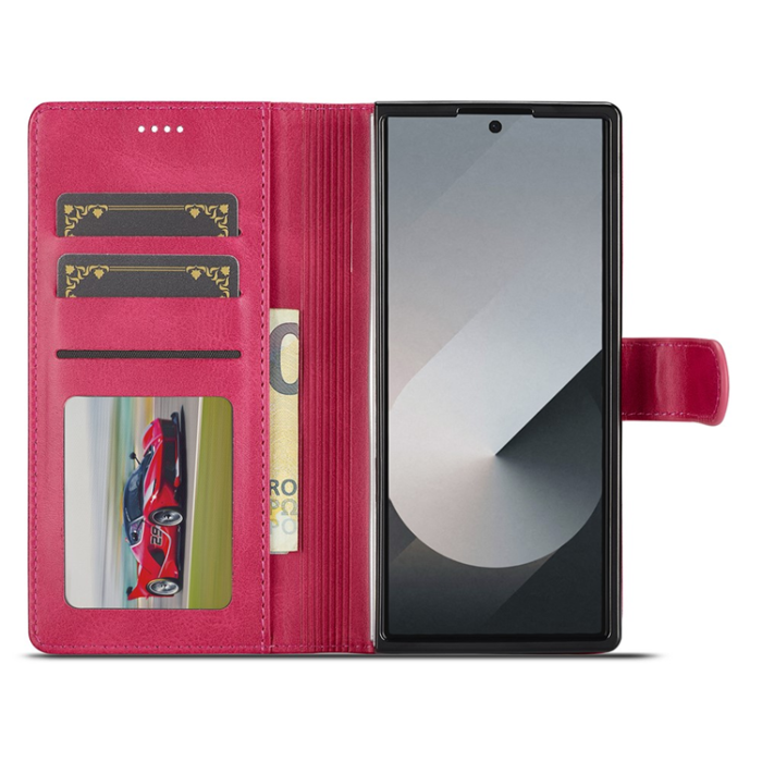 LC.imeeke - Lc.Imeeke Galaxy Z Fold 7 Plånboksfodral Calf Läder - Rosa