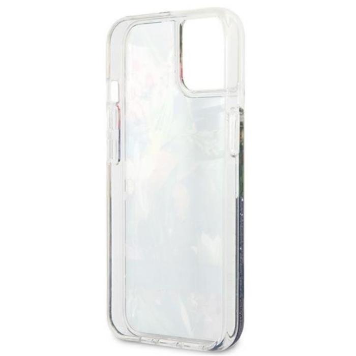 Guess - Guess iPhone 13 mini Skal Flower Liquid Glitter - Blå