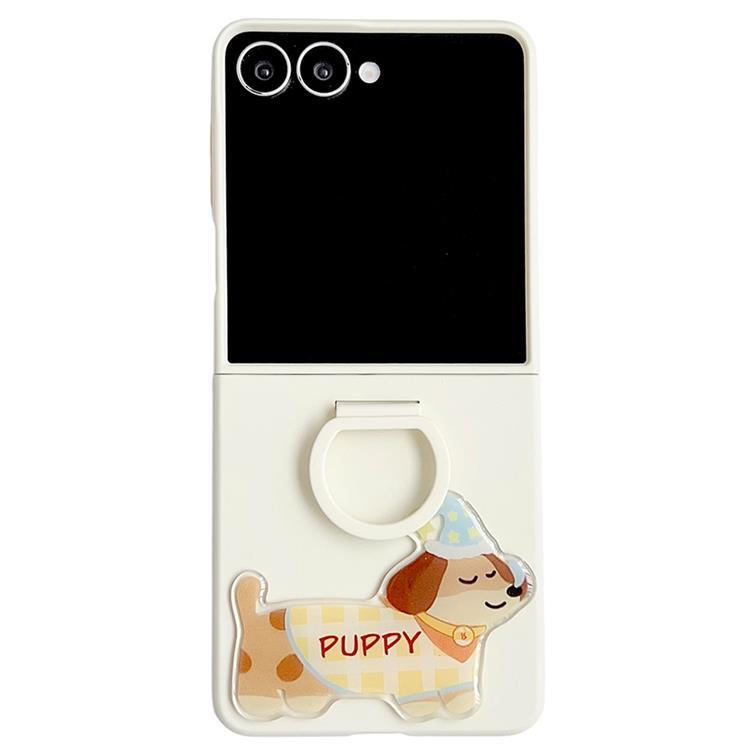 Galaxy Z Flip 7 Mobilskal Silikon Ring Med Sticker - Antikvit | 2353 | AlltMobil