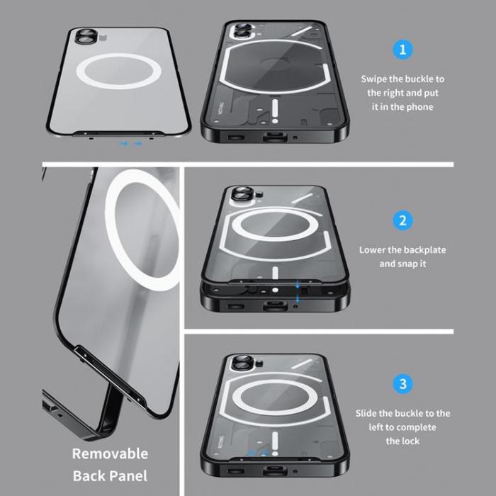 A-One Brand - Nothing Phone 1 Skal Magsafe Magnetic Metal - Svart