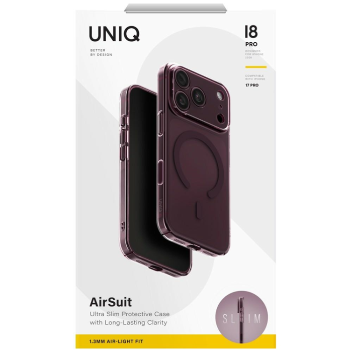 UNIQ - Uniq Mobilskal för iPhone 18 Pro/17 Pro MagSafe Airsuit - Burgundy