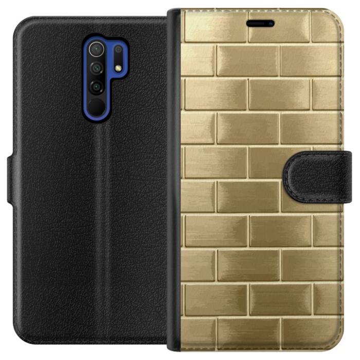 iSecrets - Plånboksfodral till Xiaomi Redmi 9 med Gyllene Murstenar