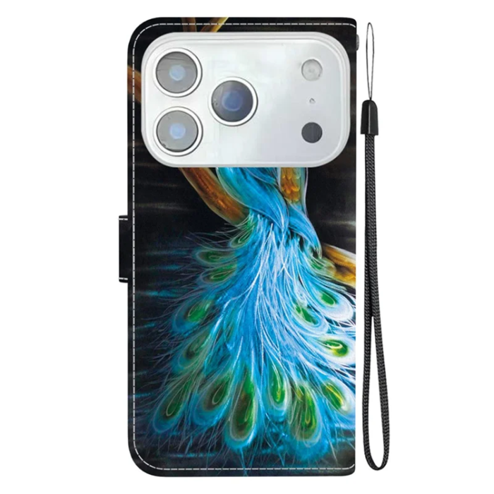 A-One Brand - iPhone 17 Pro Max Plånboksfodral Med Lanyard - Peacock
