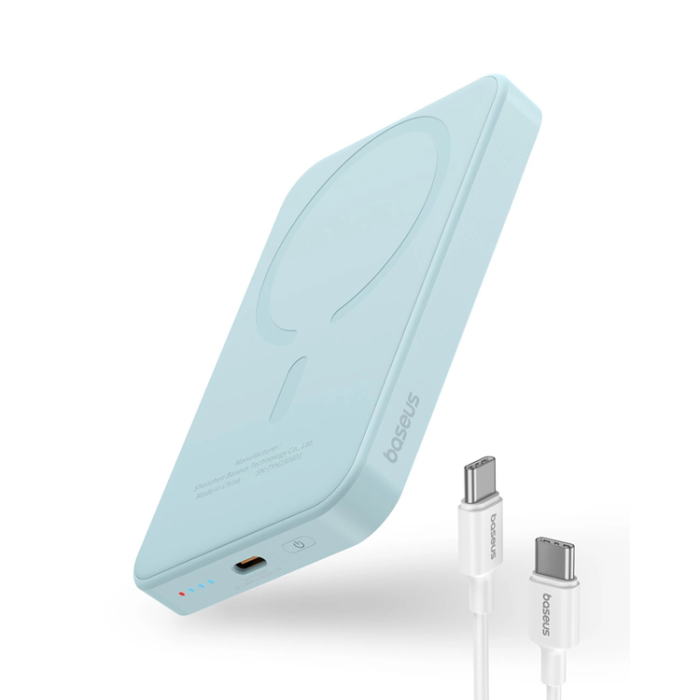 BASEUS - Baseus Powerbank 5000mAh 20W Mini Med USB-C Kabel - Blå