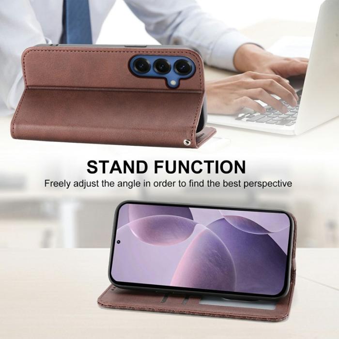 OEM - Plånboksfodral för Samsung Galaxy S26 Plus Konstläder med handledsrem - Brun