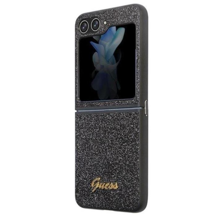 Guess - Guess Galaxy Z Flip 5 Mobilskal Glitter Script - Svart