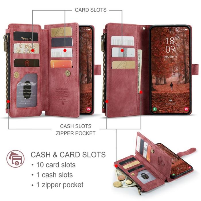 Caseme - CaseMe Mobilfodral för Samsung Galaxy S26 Plus Flera kortfack Konstläder - Röd