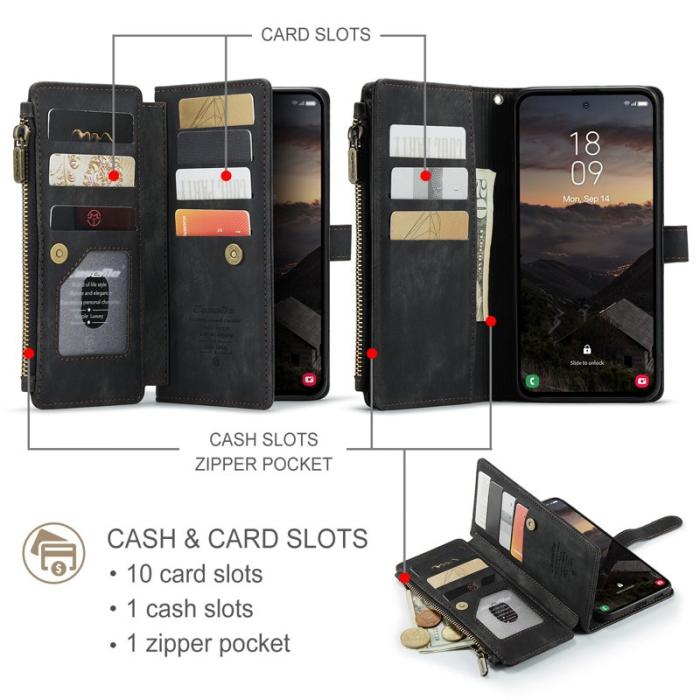 Caseme - CaseMe Mobilfodral för Samsung Galaxy S26 Plus Flera kortfack Konstläder - Svart
