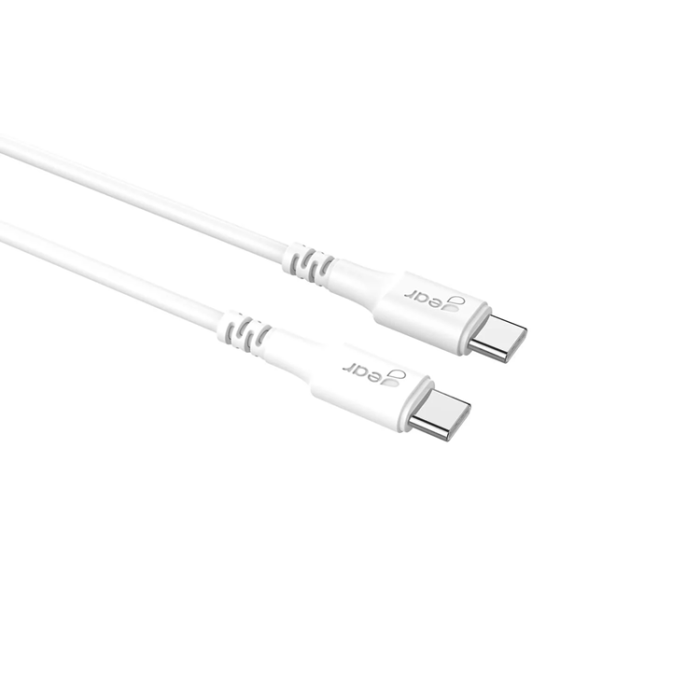 GEAR - GEAR USB-C till USB-C kabel 2.0 1m Vit Rund kabel