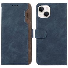 ABEEL - ABEEL iPhone 14 Plus Pl&aring;nboksfodral Konstl&auml;der RFID Skydd Flip Bl&aring;