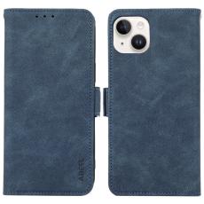 ABEEL - ABEEL iPhone 14 Plus Pl&aring;nboksfodral Konstl&auml;der RFID Skydd St&auml;ll Bl&aring;