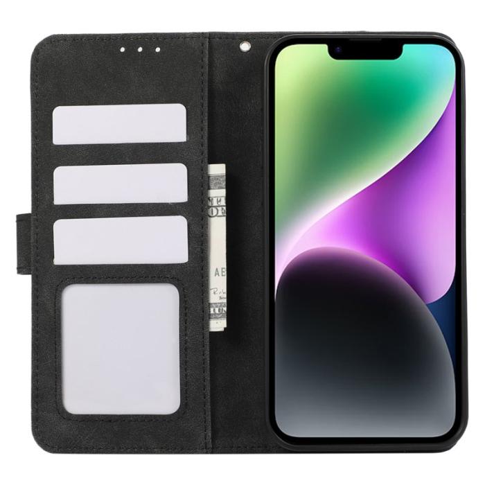 ABEEL - ABEEL iPhone 14 Plus Plånboksfodral Konstläder RFID Skydd Flip Svart