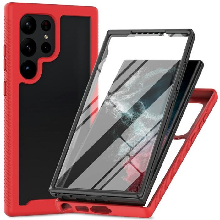 OEM - Mobilskal för Samsung Galaxy S26 Ultra PC + TPU Transparent - Röd